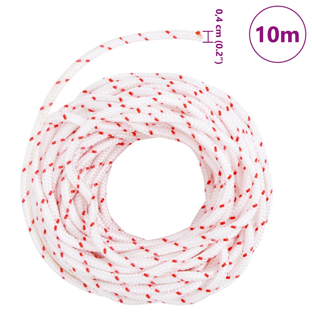 vidaXL Drawstring Starter Cord White and Red Ø3 mm 10 m Nylon