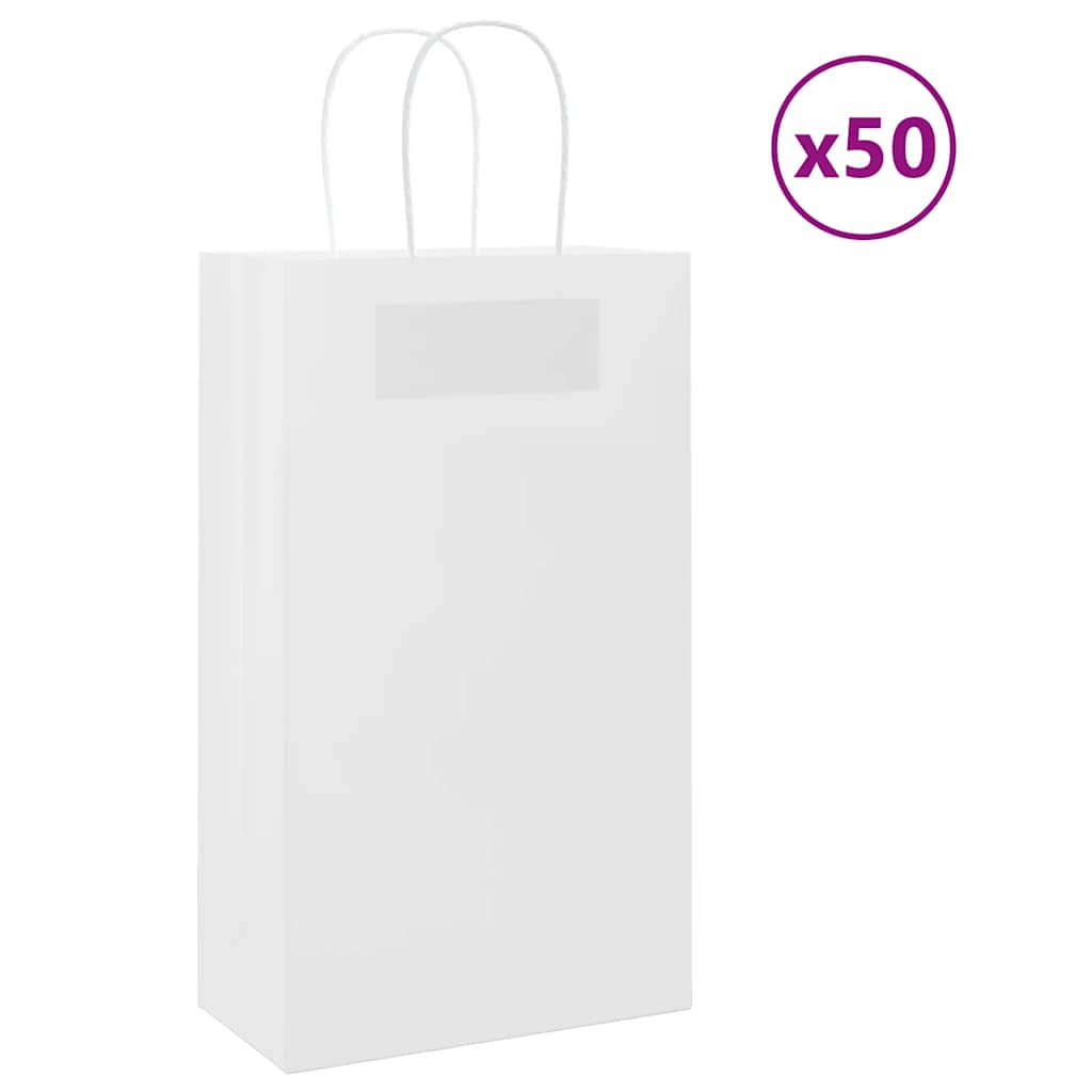 vidaXL Papieren zakken 50 st met hengsels 18x8x22 cm bruin