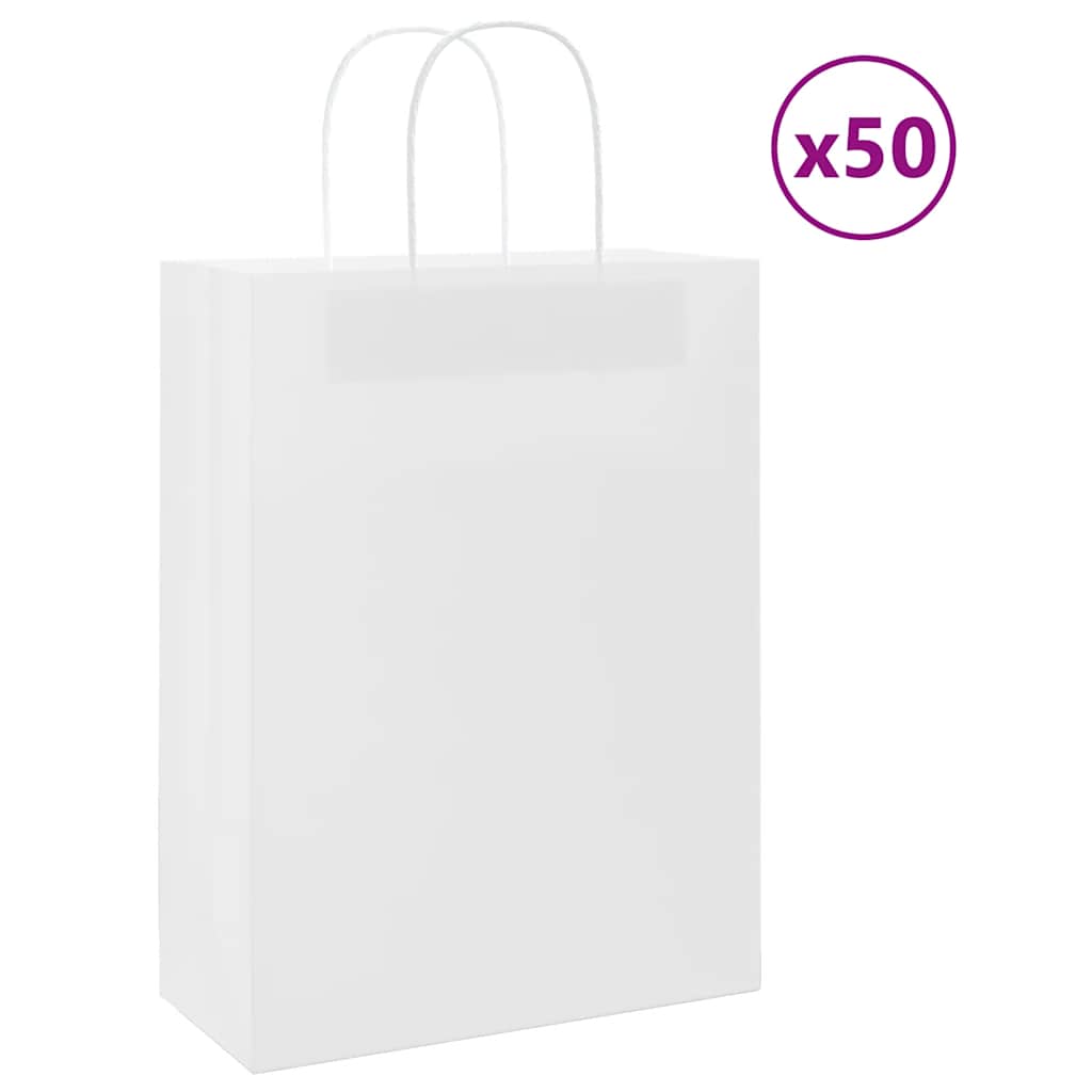 vidaXL Papieren zakken 50 st met hengsels 18x8x22 cm bruin