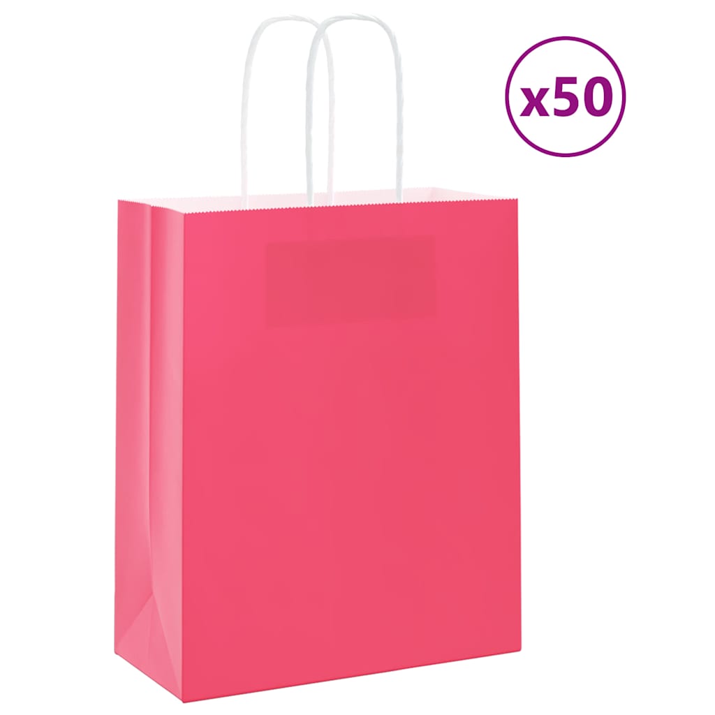 vidaXL Papieren zakken 50 st met hengsels 18x8x22 cm bruin