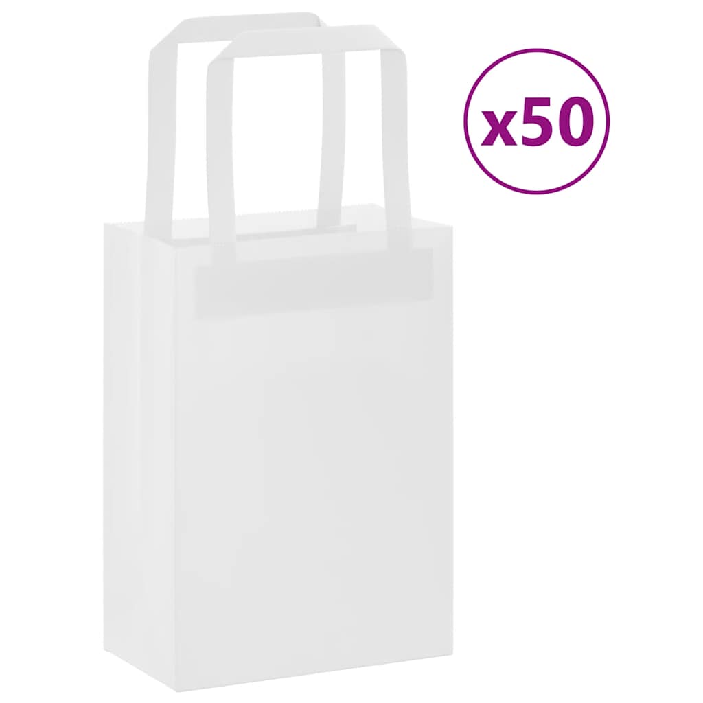 vidaXL Papieren zakken 50 st met hengsels 15x8x21 cm bruin