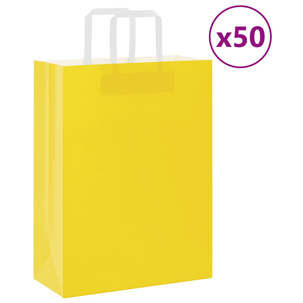 vidaXL Papieren zakken 50 st met hengsels 15x8x21 cm bruin