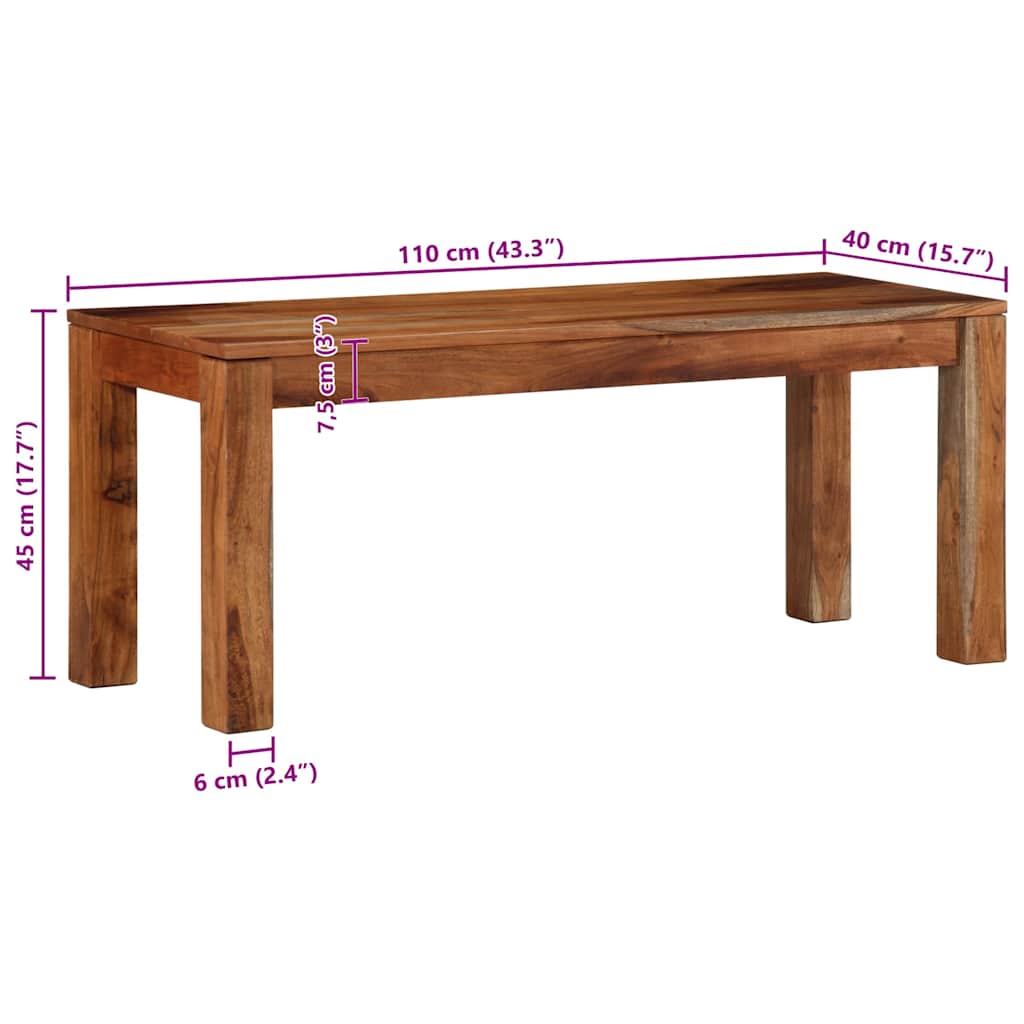 vidaXL Bench 110 cm Solid Acacia Wood