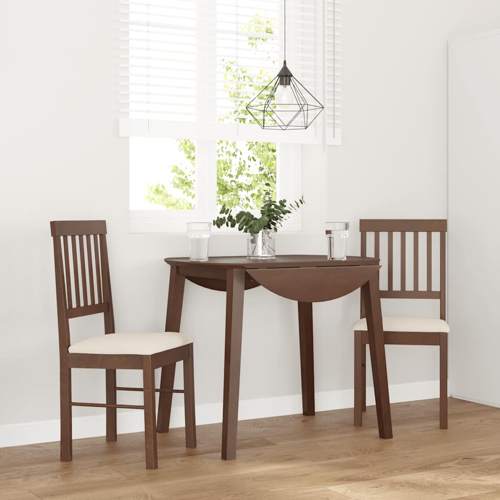 vidaXL Eetkamerstoelen met kussens 2 st massief hout rubber bruin