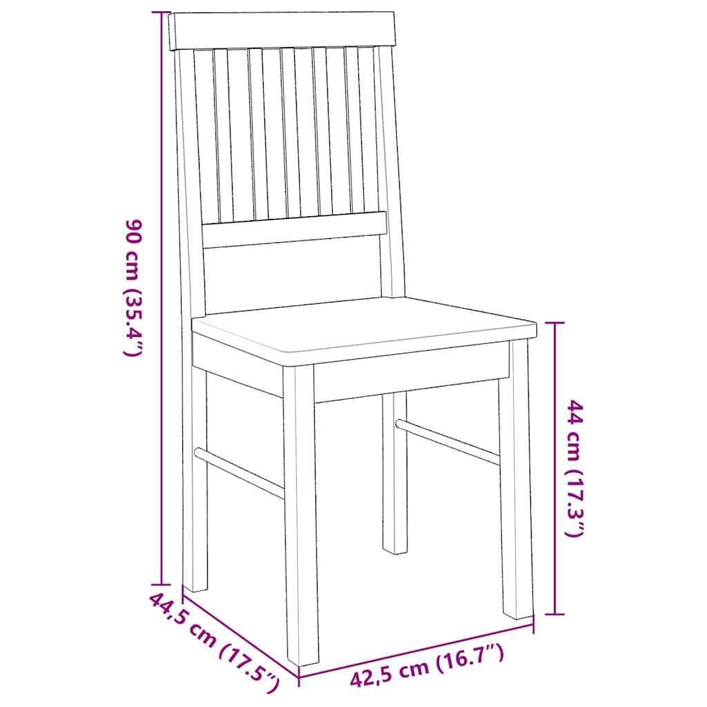 vidaXL Eetkamerstoelen met kussens 2 st massief hout rubber bruin