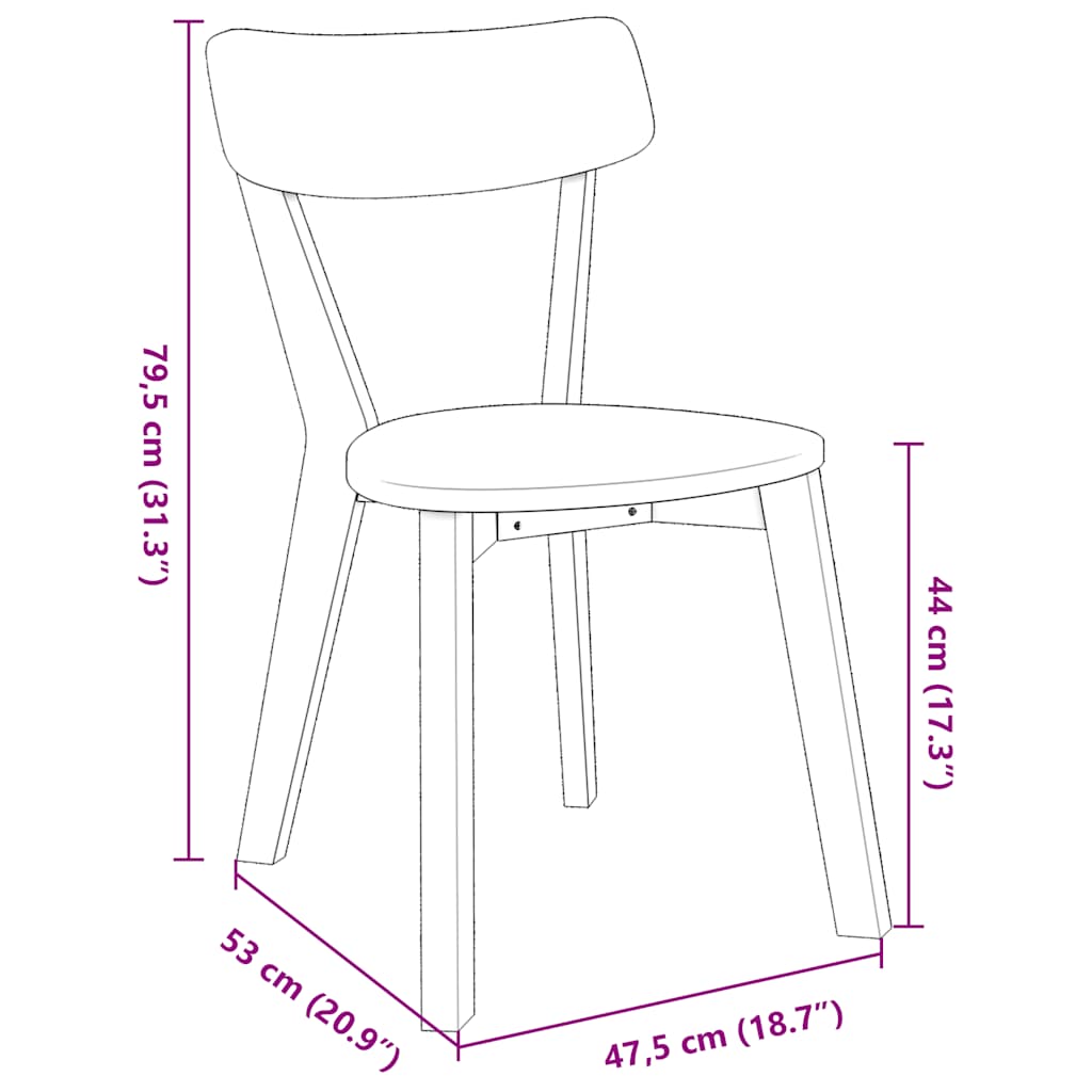vidaXL Eetkamerstoelen 2 st massief hout rubber wit