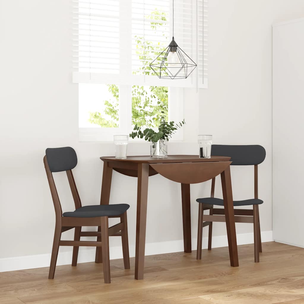 vidaXL Eetkamerstoelen met kussens 2 st massief hout rubber bruin