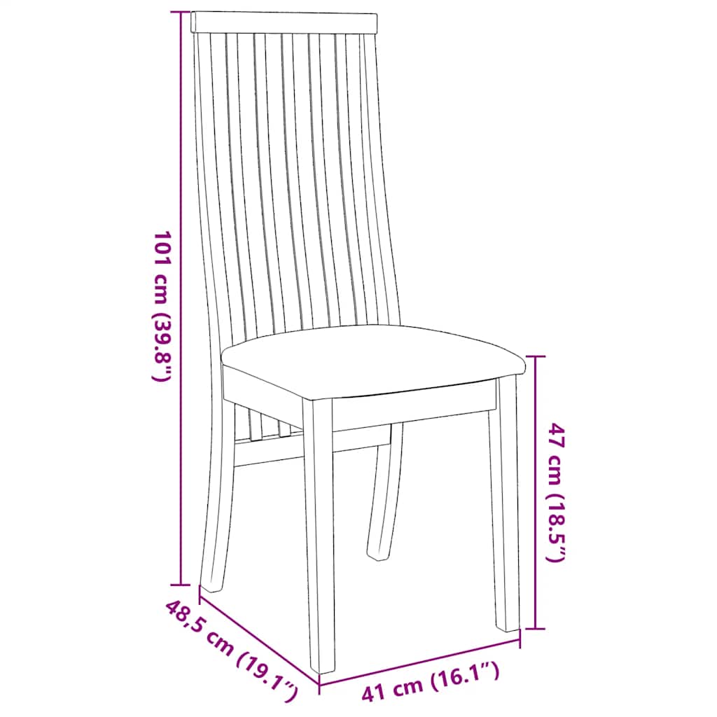 vidaXL Eetkamerstoelen met kussens 2 st massief hout rubber wit