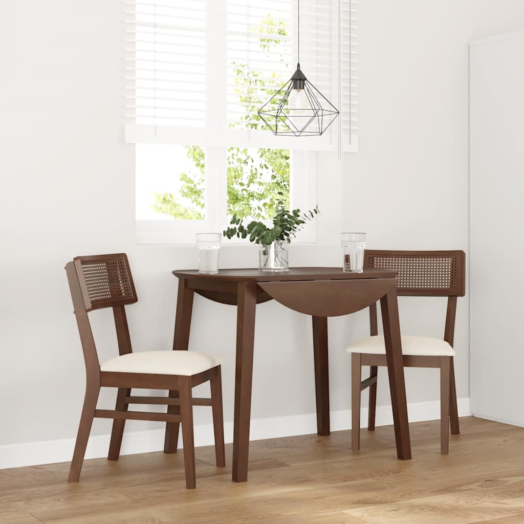 vidaXL Eetkamerstoelen met kussens 2 st massief hout rubber bruin