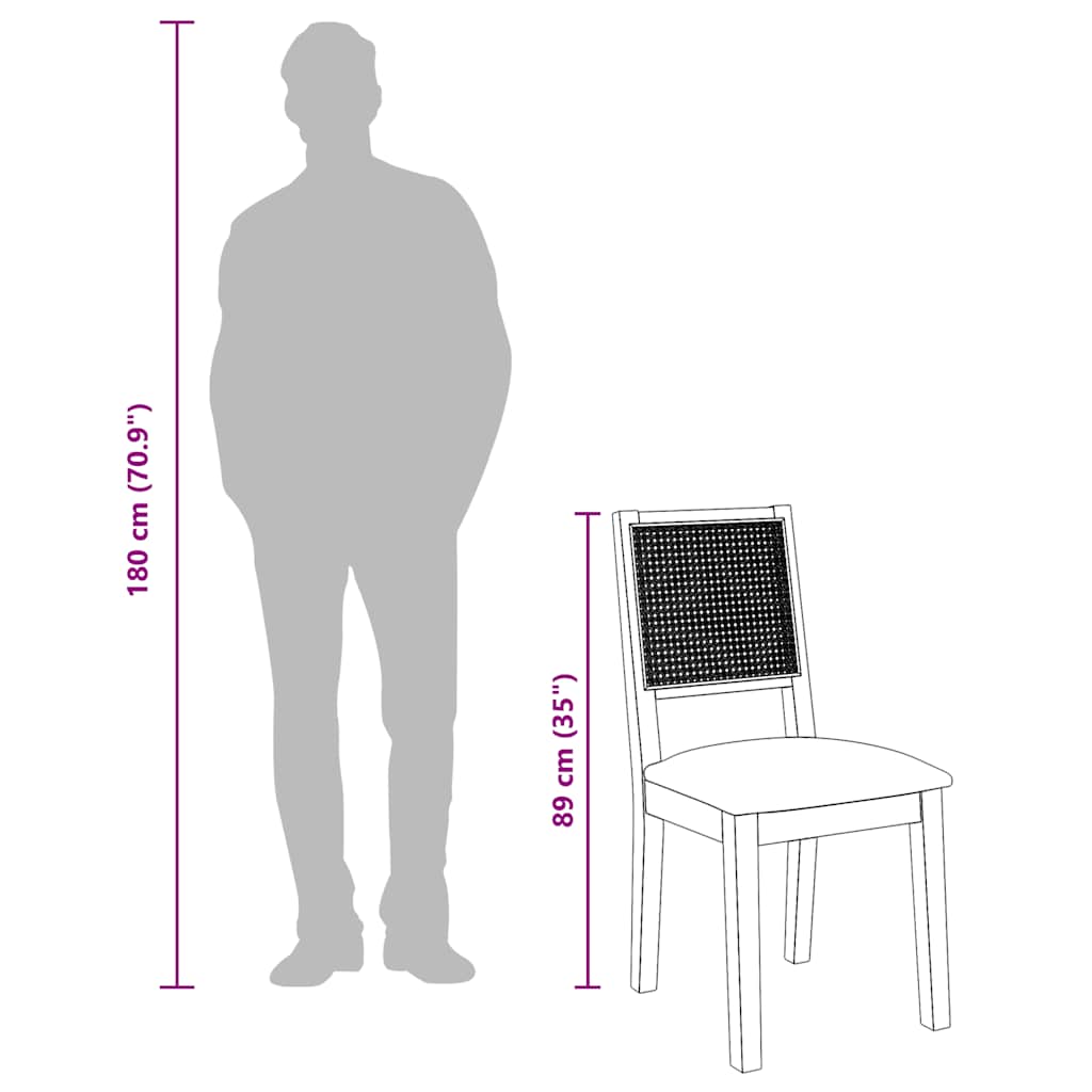 vidaXL Eetkamerstoelen met kussens 2 st massief hout rubber bruin