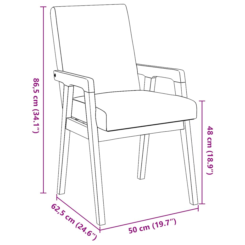 vidaXL Eetkamerstoelen met kussens 2 stuks bruin massief hout rubber