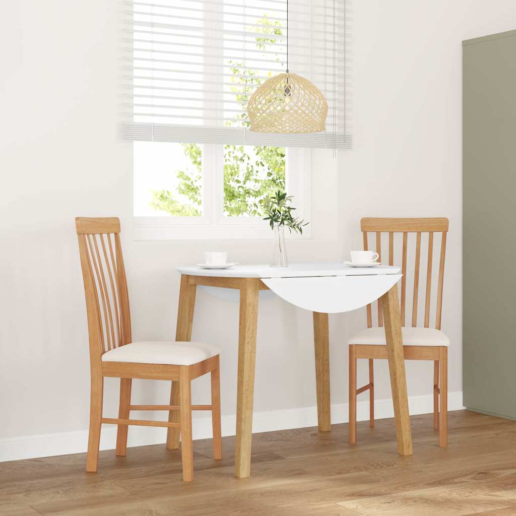 vidaXL Eetkamerstoelen met kussens 2 st massief hout rubber bruin