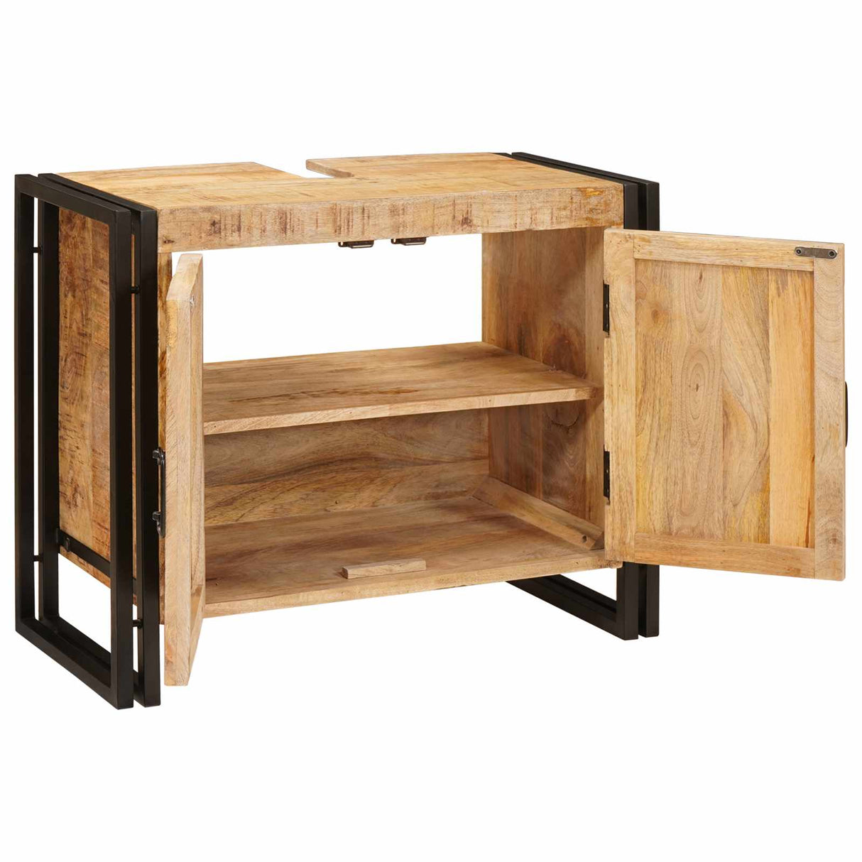 vidaXL Wastafelkast met plank Bruin 71 x 33 x 58 cm Massief Mango Hout