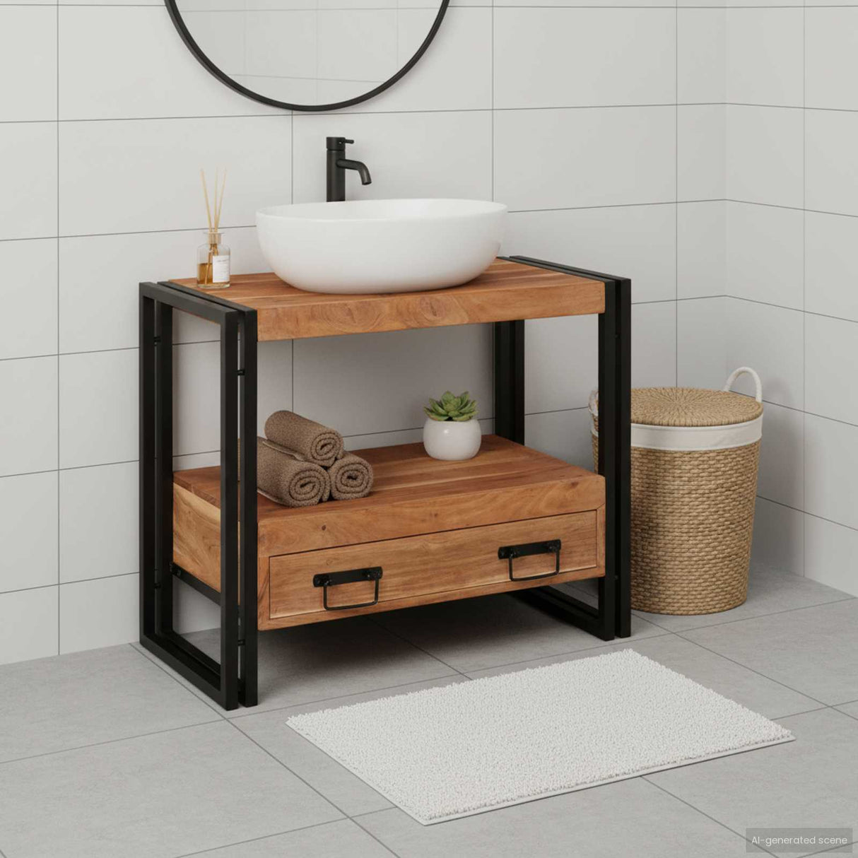 vidaXL Wastafel Kast met lade Bruin 71 x 33 x 58 cm Massief Mango Hout
