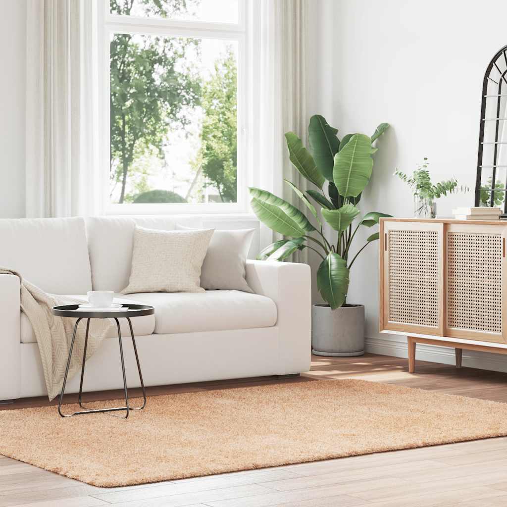 vidaXL Hoogpolig vloerkleed NAVARRA 60x100 cm polyester beige