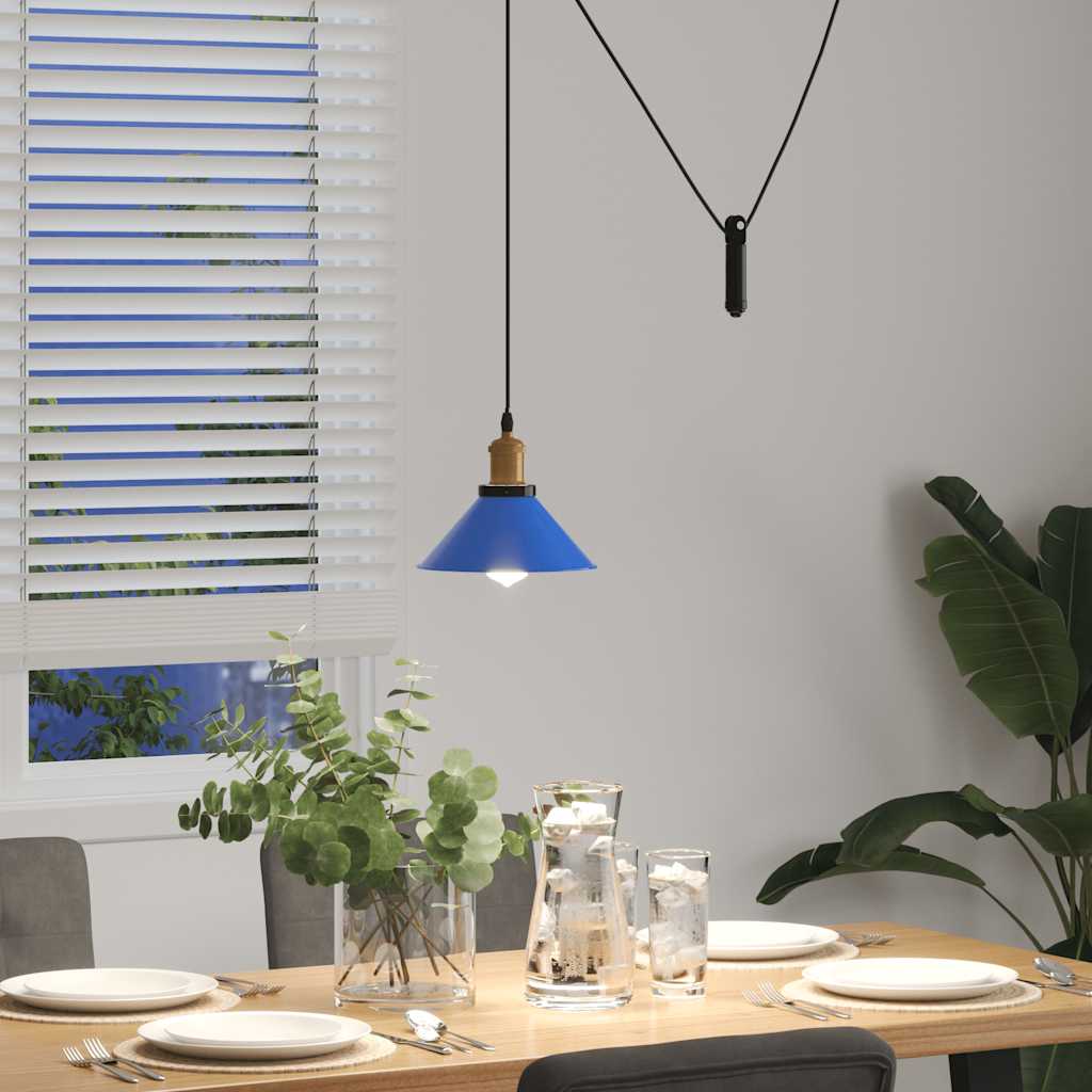 vidaXL Hanglamp in hoogte verstelbaar E27 Ø22 cm metaal glanzend zwart