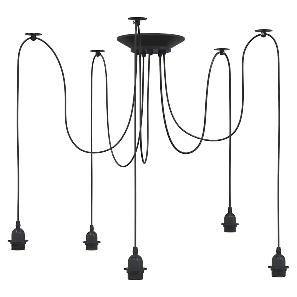 vidaXL Hanglamp met 3 lamphouders E27 metaal zwart