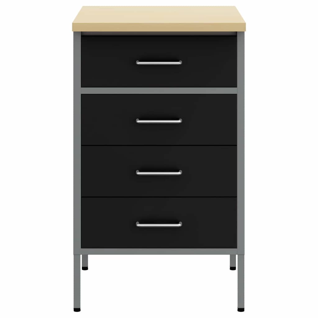 vidaXL Werkbank met lade met opslag Zwart en Grijs 50 x 55 x 85 cm