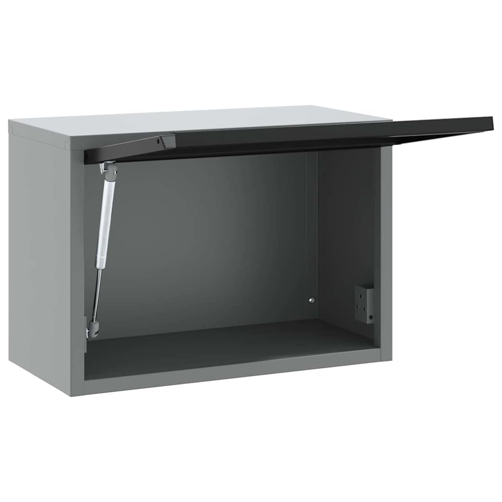 vidaXL Gereedschapskast met opslag Zwart en Grijs 50 x 25 x 35 cm