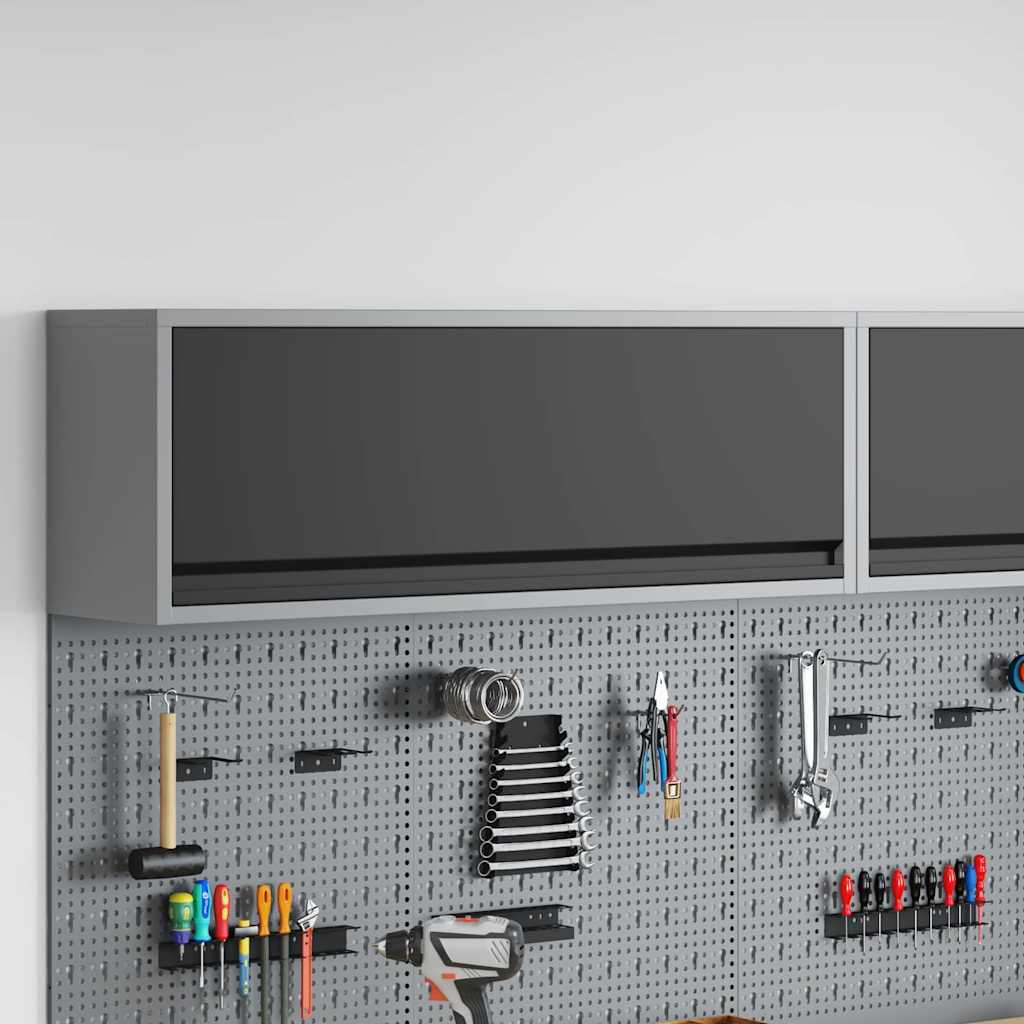vidaXL Gereedschapskast met opslag Zwart en Grijs 50 x 25 x 35 cm
