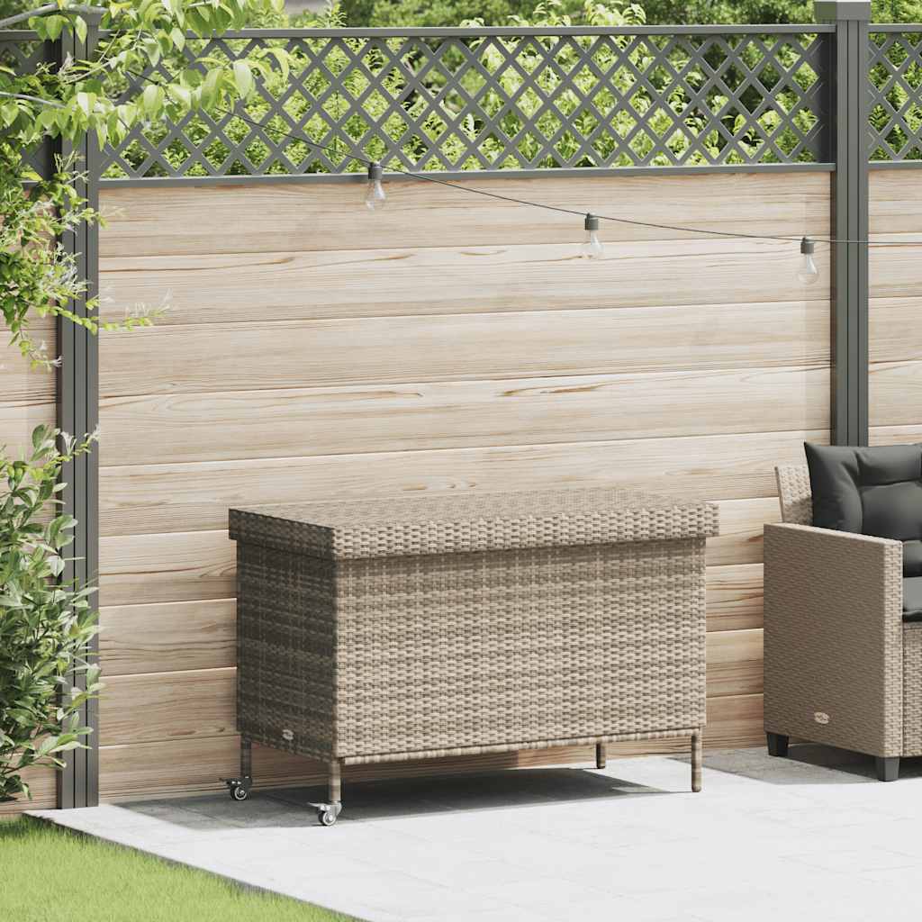 vidaXL Tuinbox met wielen 110x55x73 cm poly rattan zwart