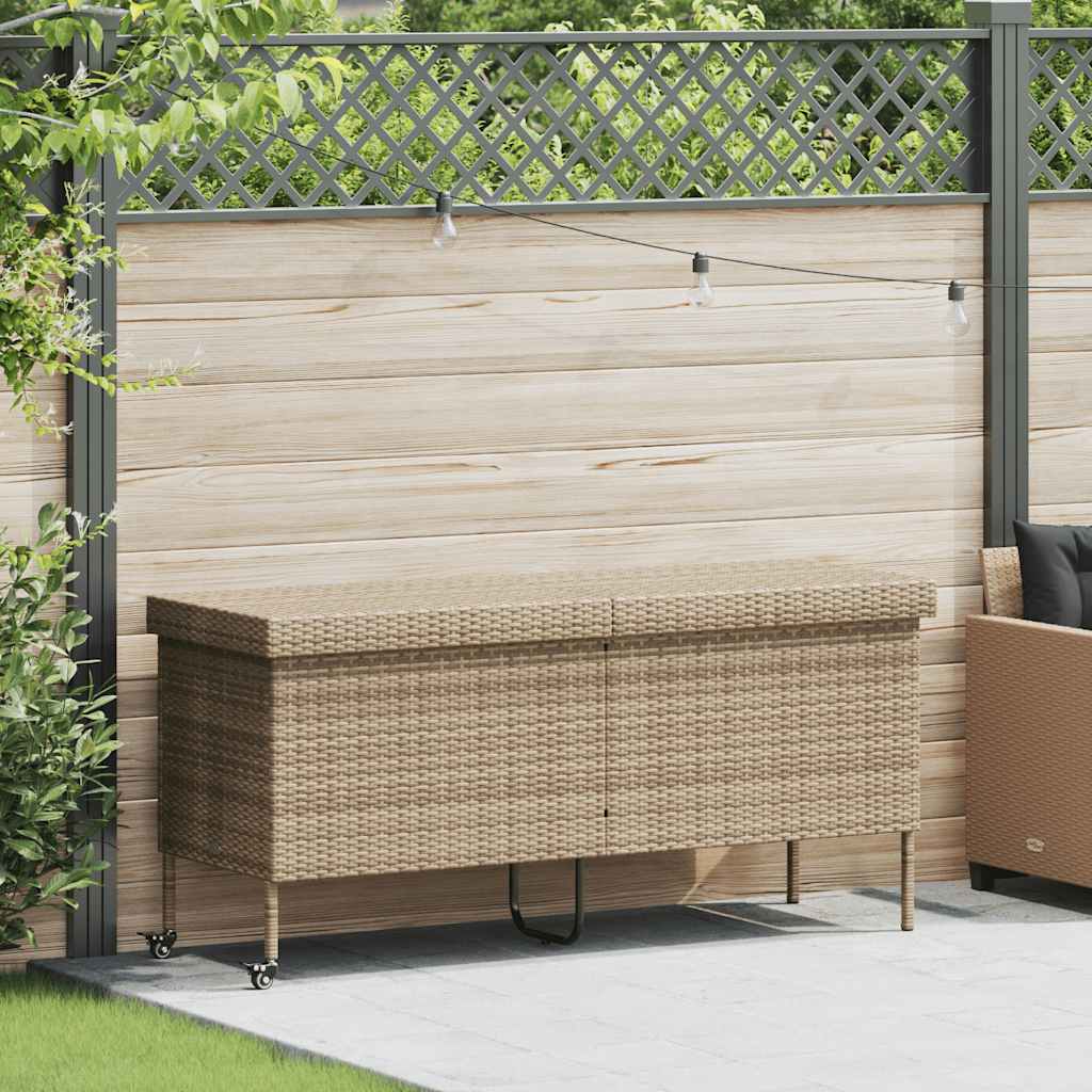 vidaXL Tuinbox met wielen 110x55x73 cm poly rattan zwart