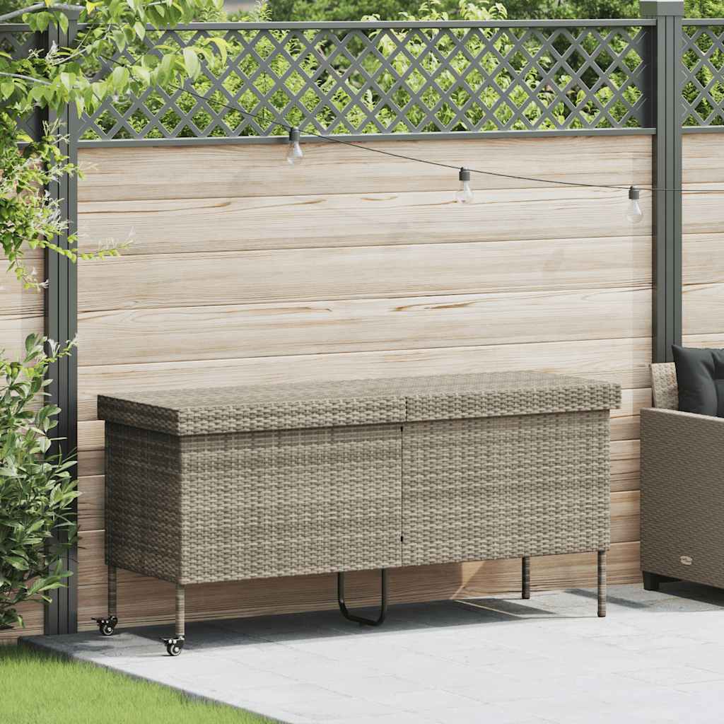 vidaXL Tuinbox met wielen 110x55x73 cm poly rattan zwart