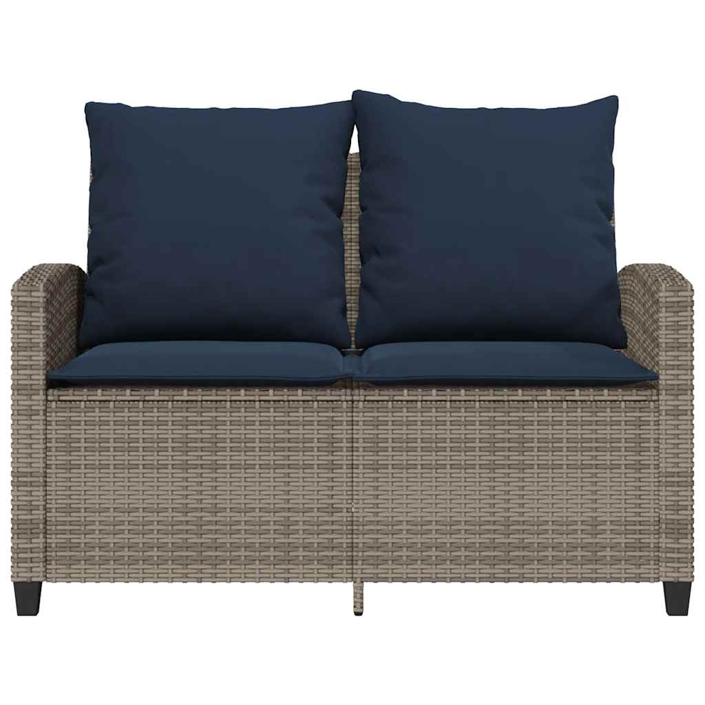 vidaXL Tuinbank 2-zits met kussens & tafel poly rattan zwart
