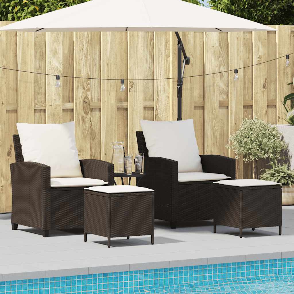 vidaXL 4-delige tuinbankset met kussens, zwart polyrotan