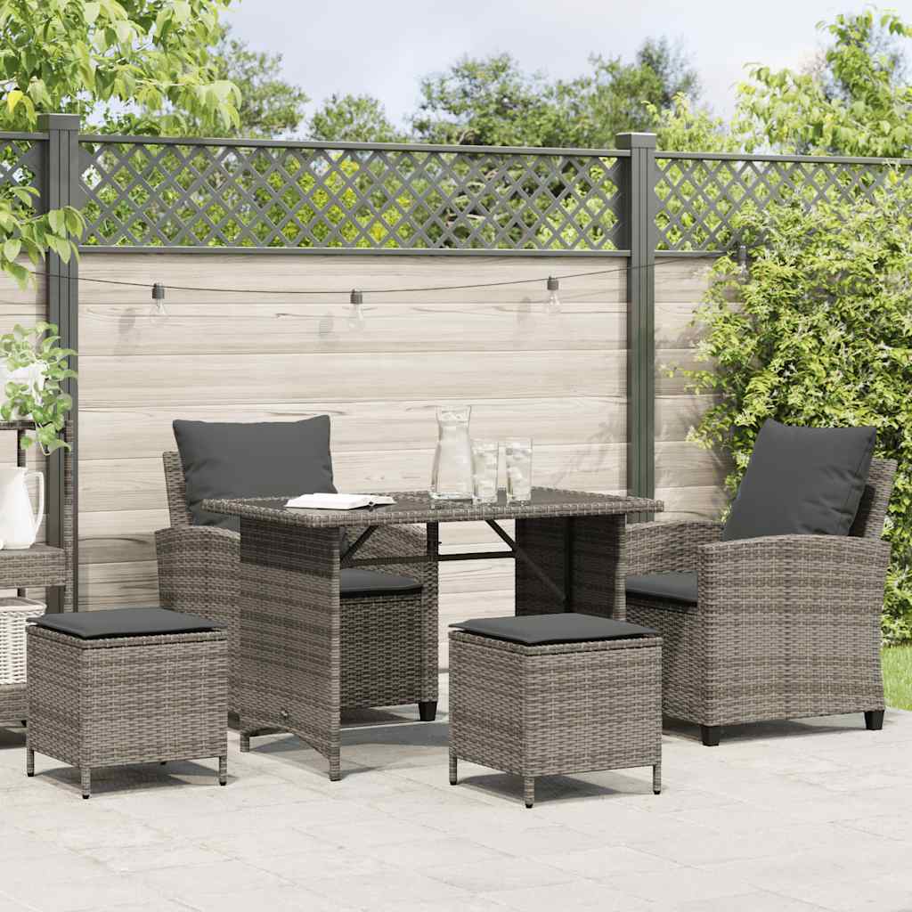 vidaXL 4-delige tuinbankset met kussens, zwart polyrotan