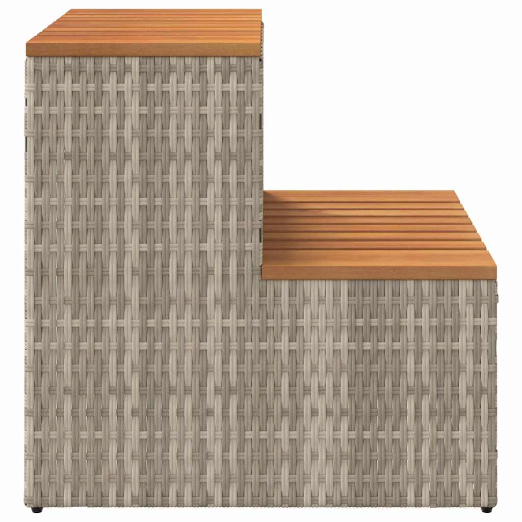 vidaXL Hottub-opstap 50x50x50,5 cm poly rattan&massief acaciahout