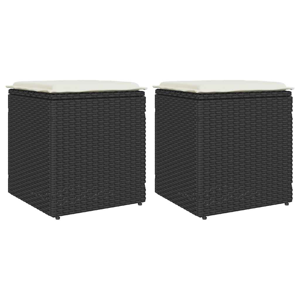 vidaXL Tuinkrukken met kussens 2 st 40x40x43 cm poly rattan bruin