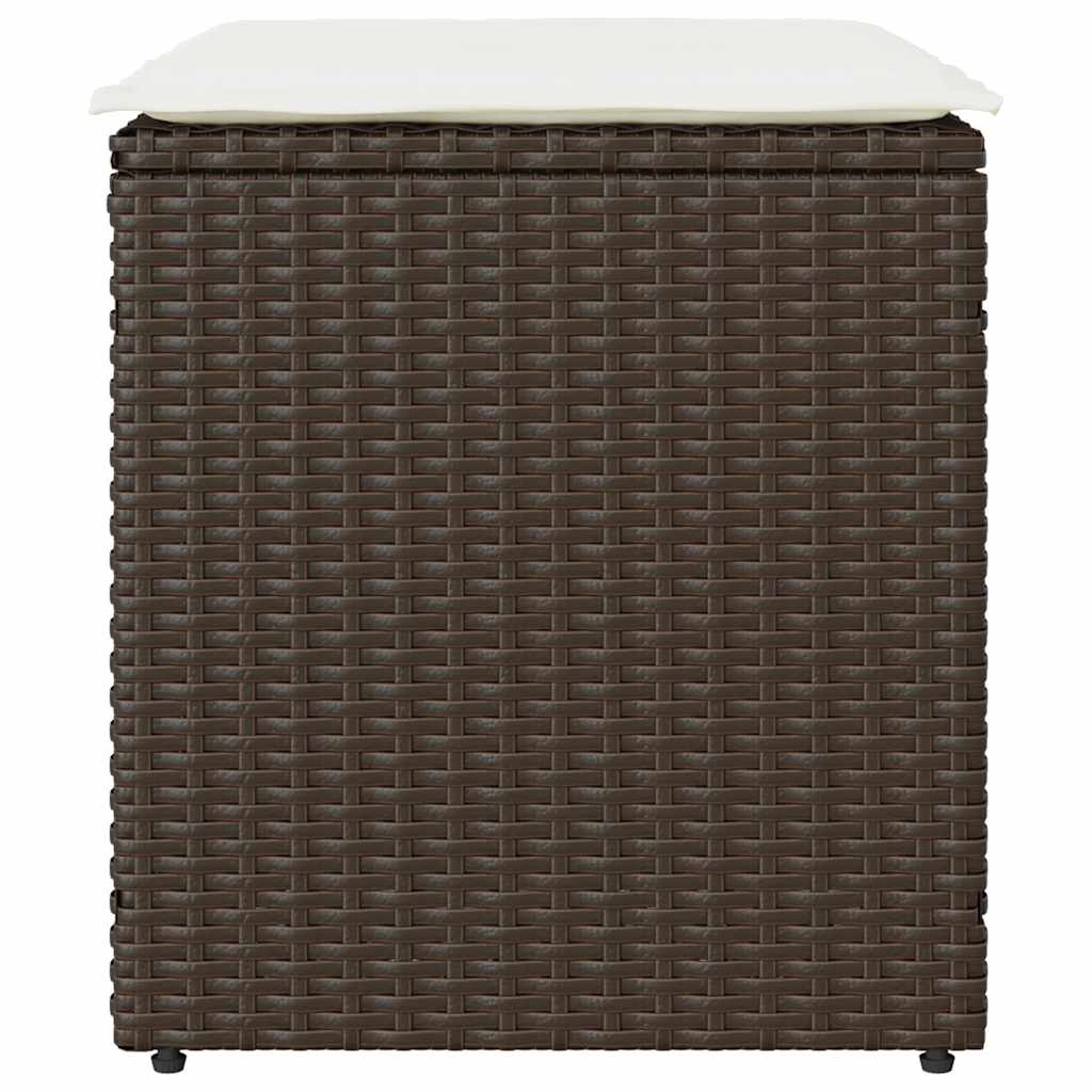 vidaXL Tuinkrukken met kussens 2 st 40x40x43 cm poly rattan bruin
