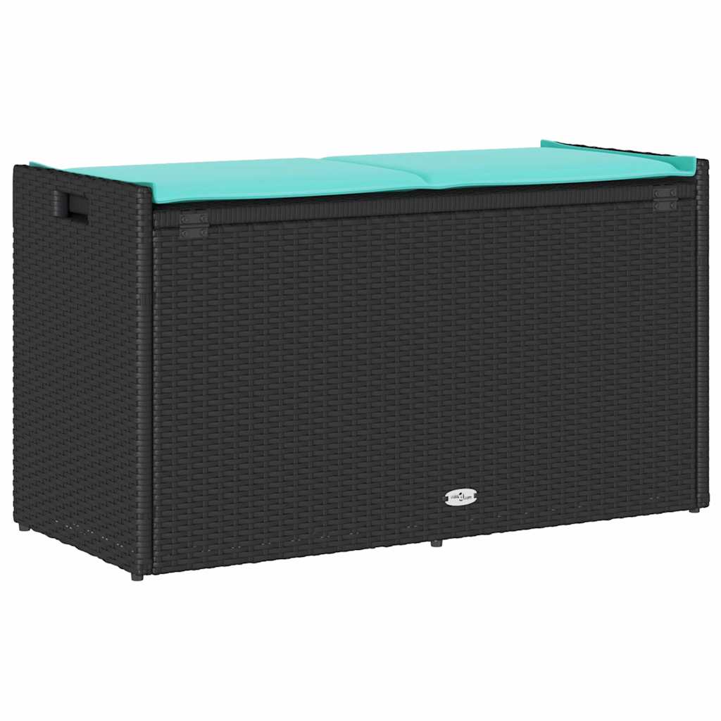 vidaXL Opbergbank met kussen voor buiten 100 cm poly rattan zwart