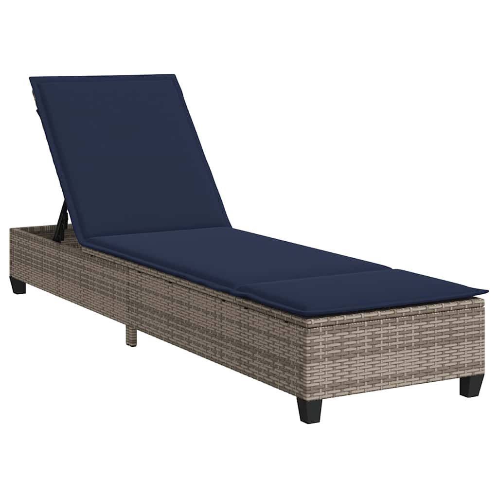vidaXL Ligstoel met kussens beige 55x200x25,5cm polyrotan