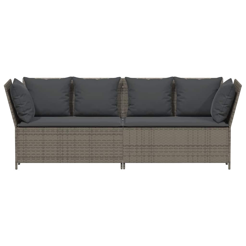 vidaXL Tuinbank met kussens poly rattan zwart
