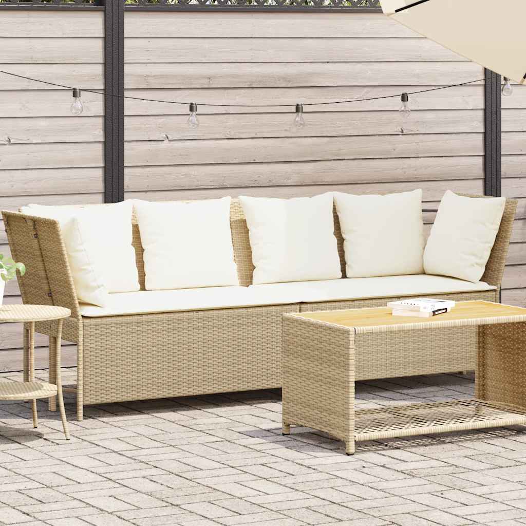 vidaXL Tuinbank met kussens poly rattan zwart
