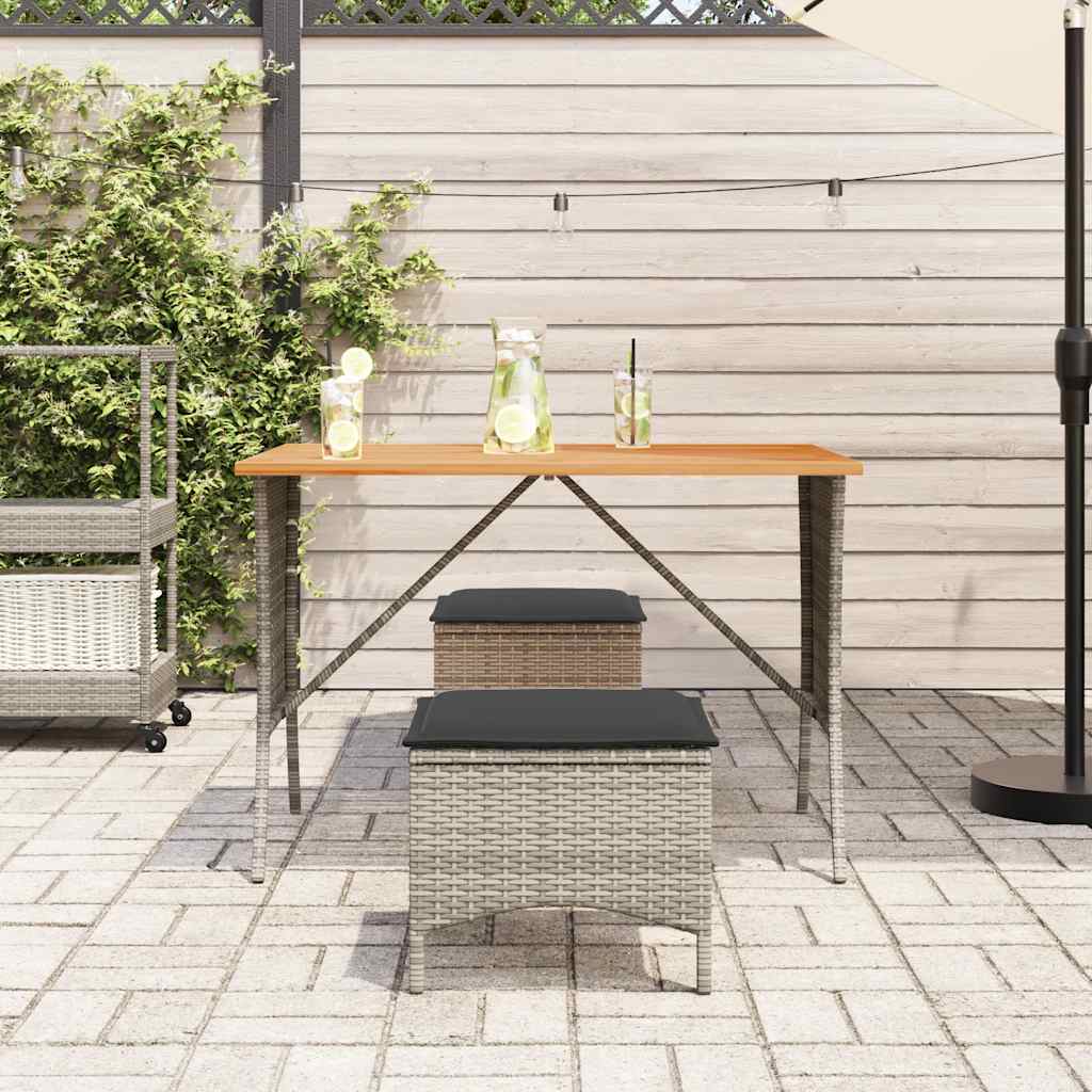 vidaXL Tuintafel met acaciahouten blad 105x75x72 cm poly rattan zwart
