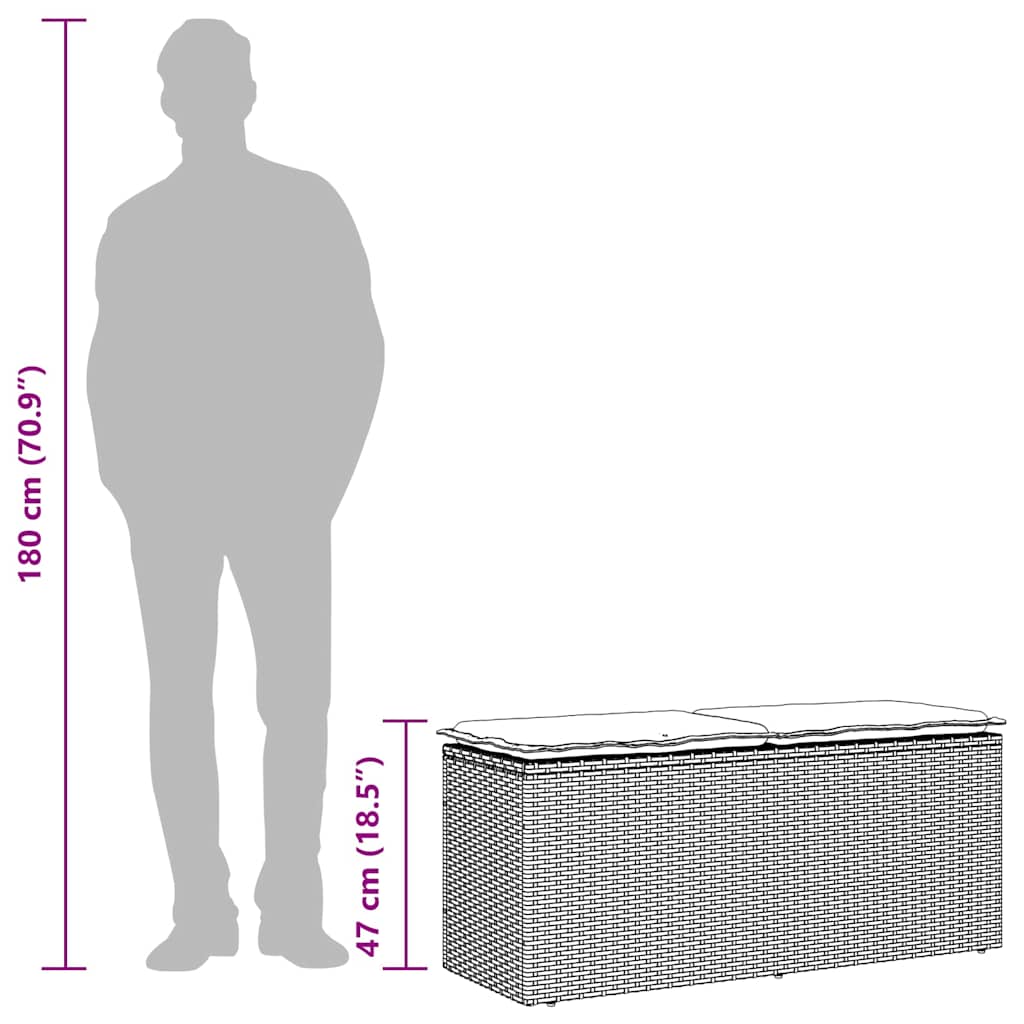 vidaXL Tuinbank met kussen 110x40x44 cm poly rattan zwart