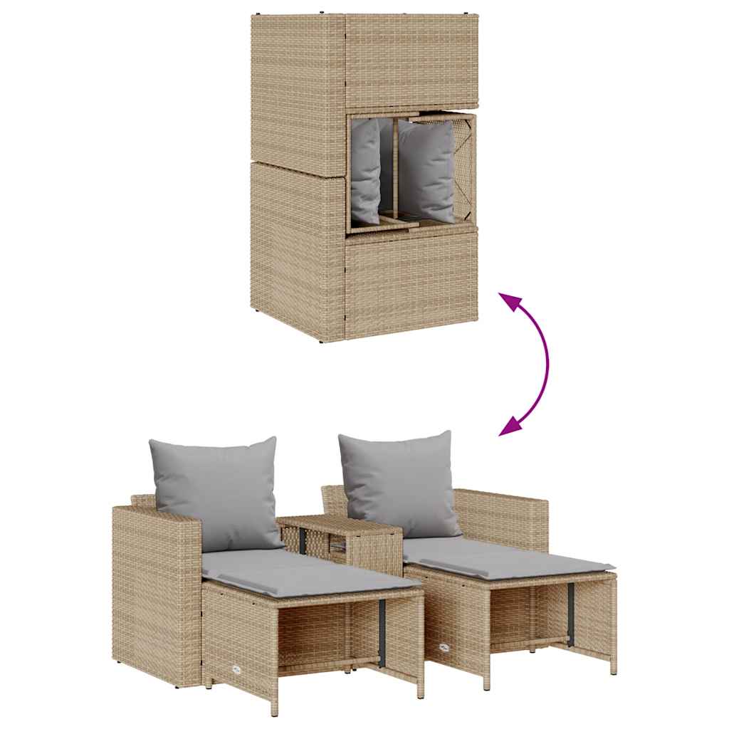 vidaXL 5-delige Tuinbankstel met kussens stapelbaar poly rattan zwart