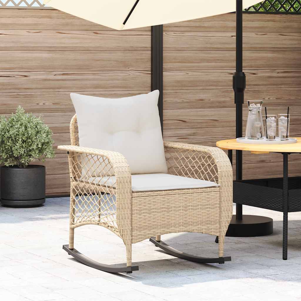 vidaXL Tuinschommelstoel met kussens poly rattan zwart