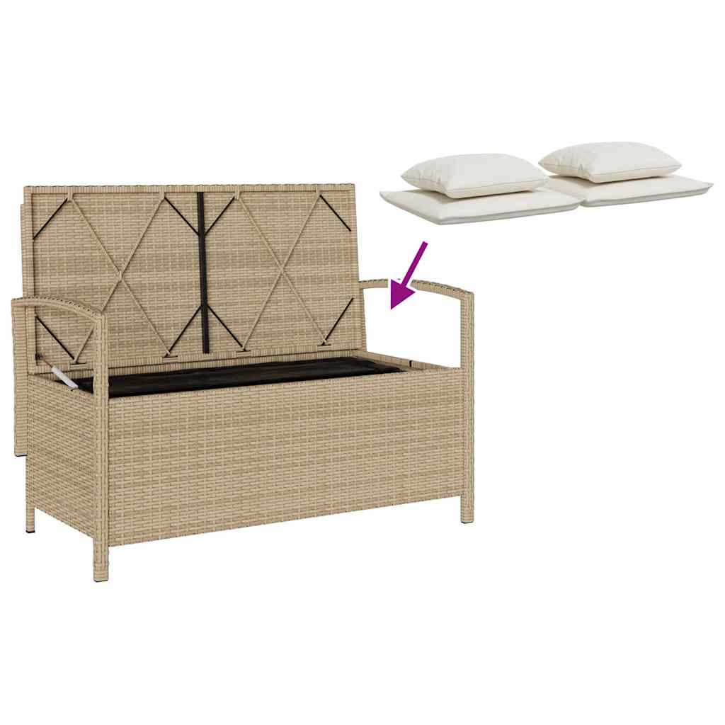 vidaXL Garden Bench with Cushion Poly Rattan Black