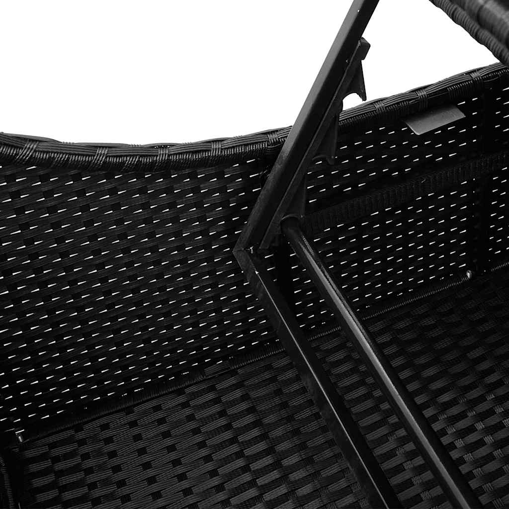 vidaXL Folding Sun Lounger with Cushion Storage Poly Rattan Black