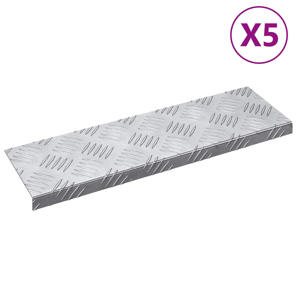 vidaXL Trap Tread 5 pcs Zilver 60 x 18 x 2,5 cm Aluminium