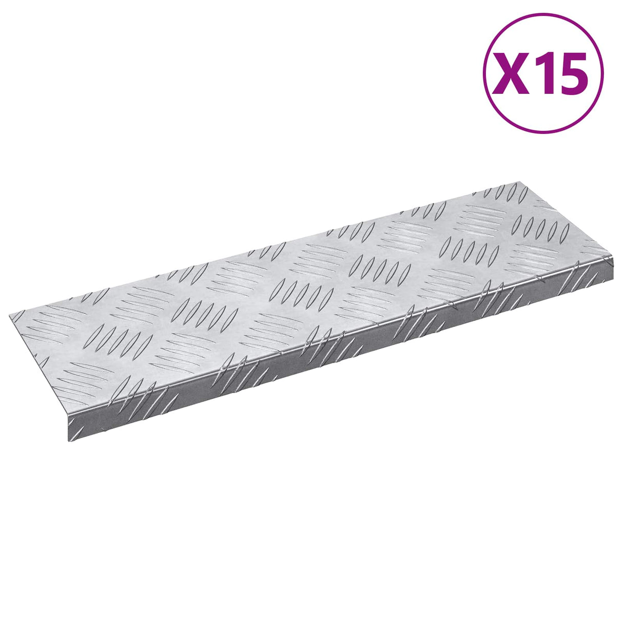 vidaXL Trap Tread 5 pcs Zilver 60 x 18 x 2,5 cm Aluminium