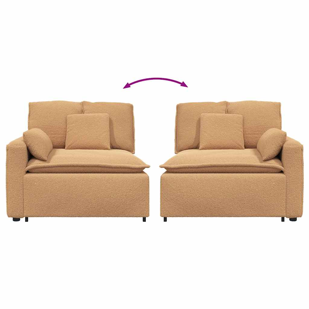 vidaXL Modulaire bank Armleuning eindmodule met kussens 100 cm beige