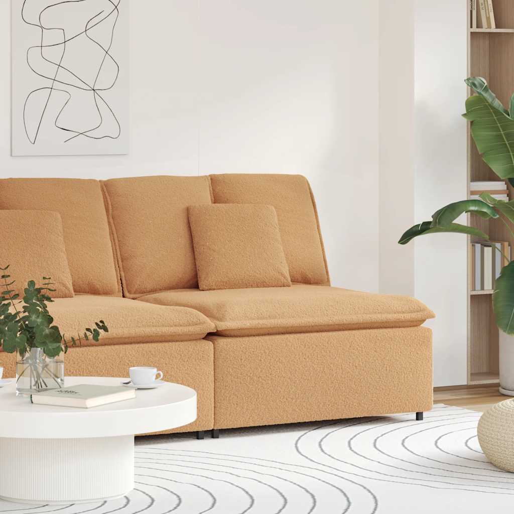 vidaXL Modulaire bank Armleuning eindmodule met kussens 100 cm beige