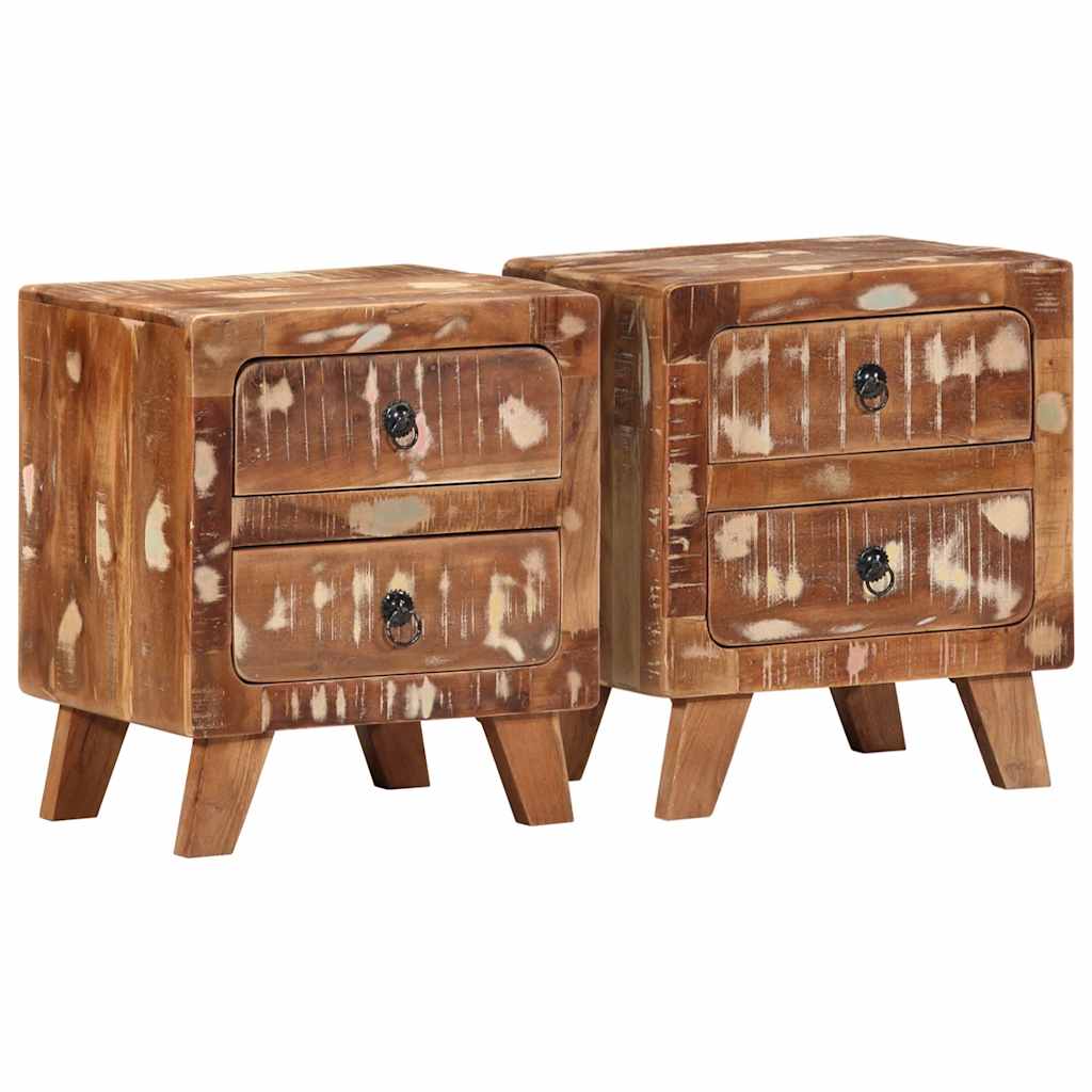 vidaXL Bedside Cabinet 40x32x46 cm Solid Rough Mango Wood