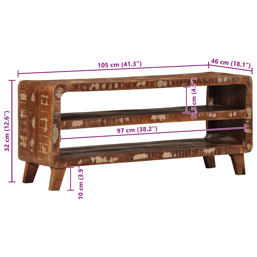 vidaXL Tv-meubel 105x46x32 cm massief ruw mangohout