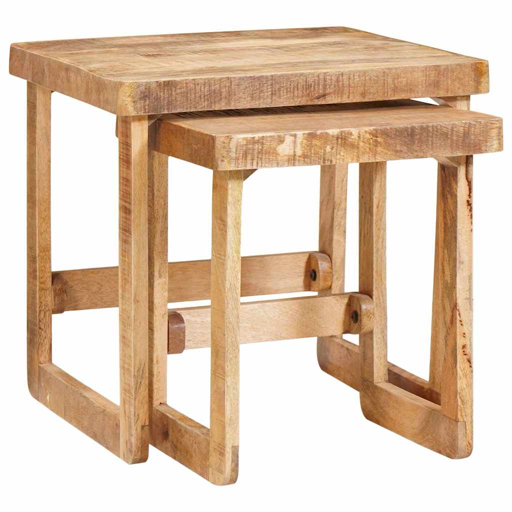 vidaXL Nesttafels 2 pcs Bruin 46 x 46 x 45 cm Massief Mango Hout